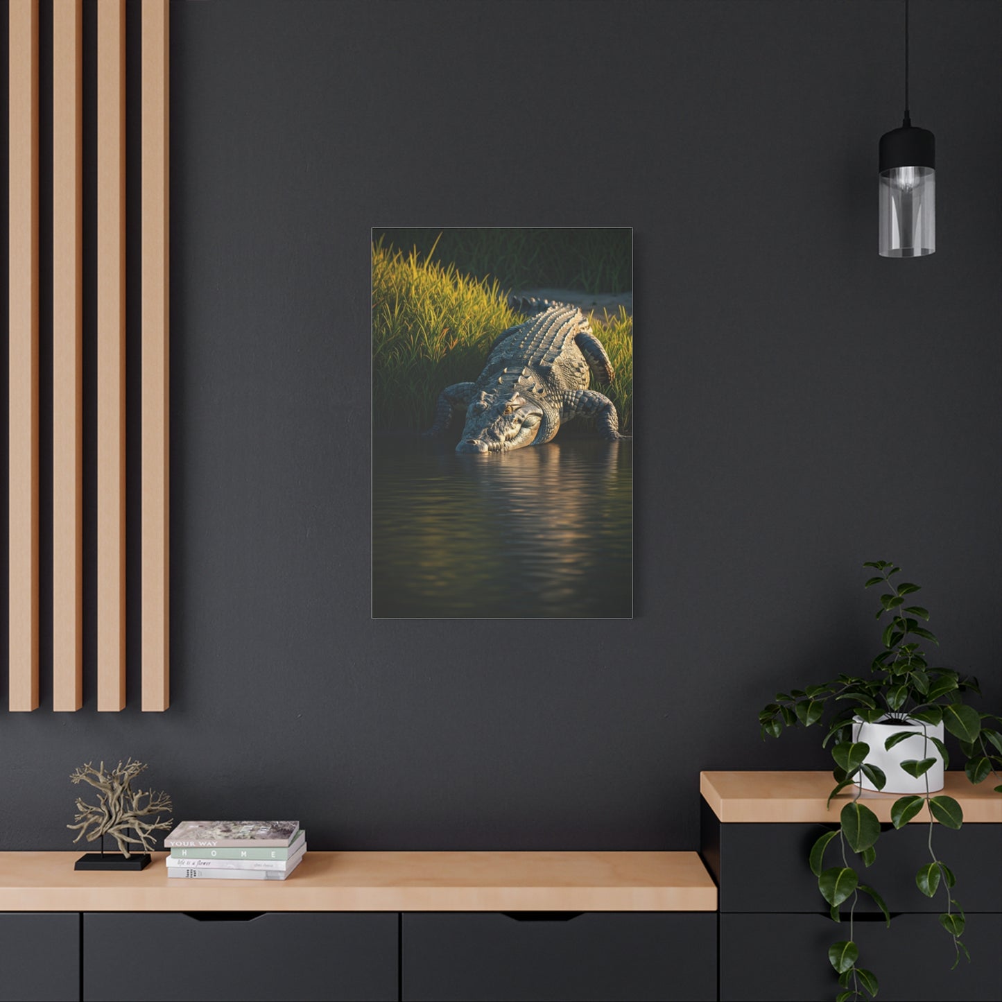 Crocodile Waterside Stillness Wall Art & Canvas Prints