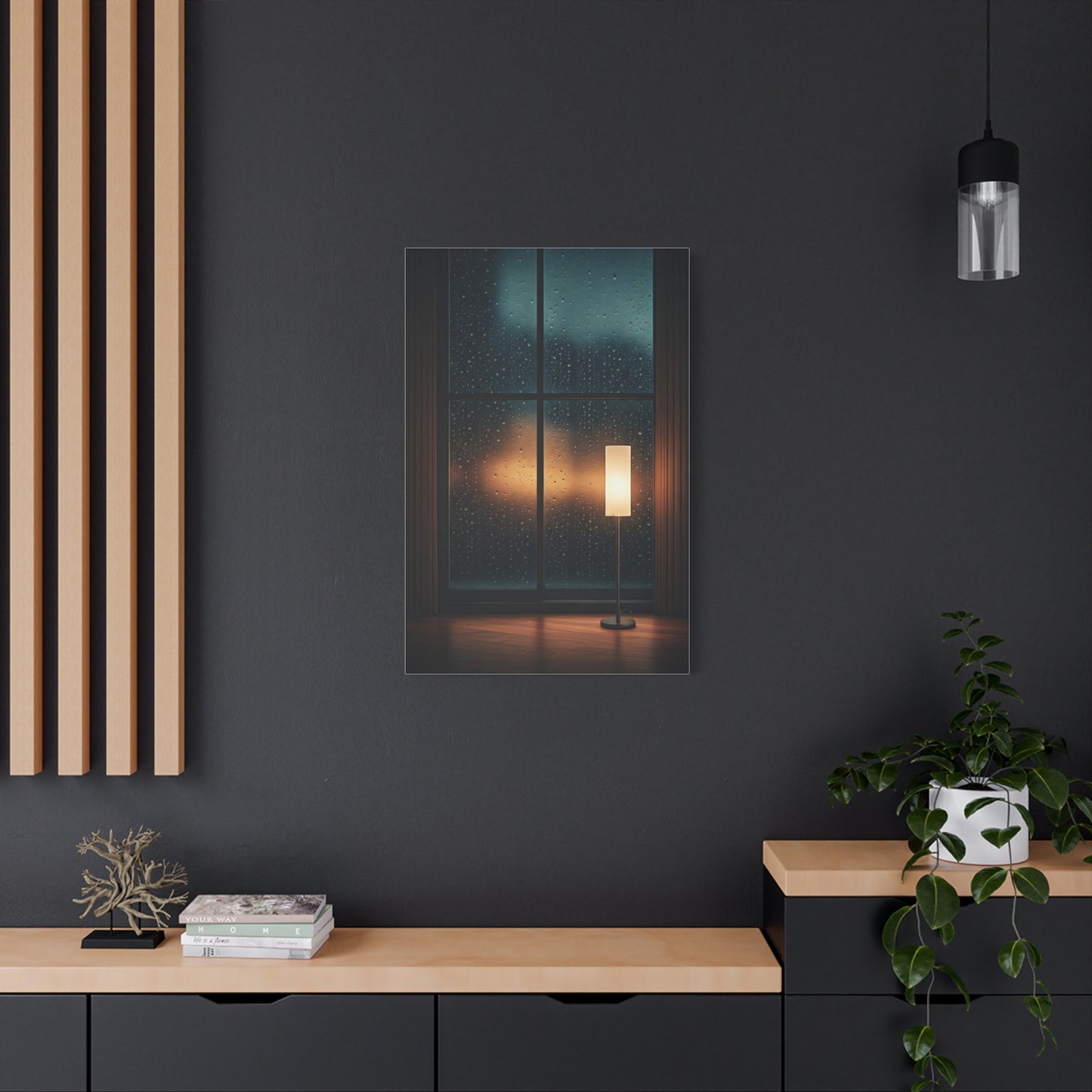 Rainy Window Glow Interior Wall Art & Canvas Prints