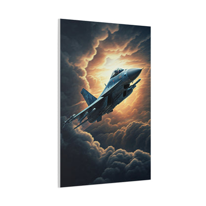 Sunset lone Aircraft Sky Wall Art & Canvas Prints .