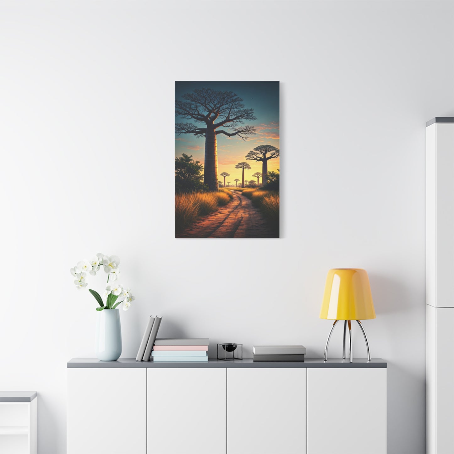 Lone Acacia Under the Cosmic Sky Wall Art & Canvas Prints