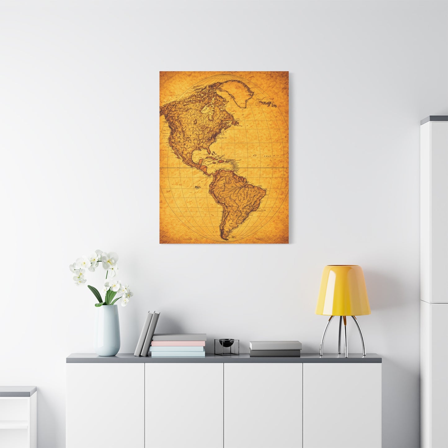 Minimal Vintage World Silhouette Map Wall Art & Canvas Prints