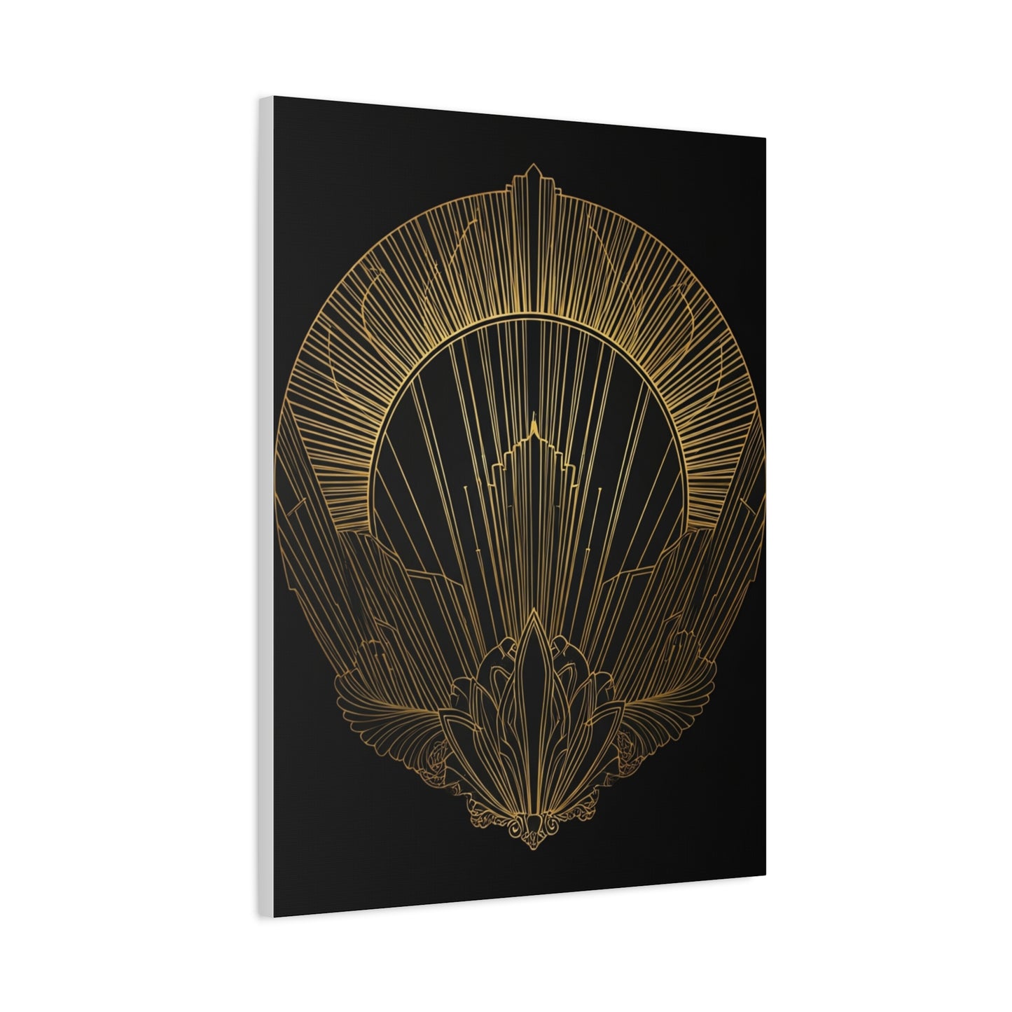 Deco Halo Emblem Black & Gold Wall Art & Canvas Prints