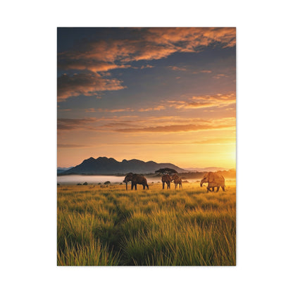 Golden Savanna Elephant Journey Wall Art & Canvas Prints