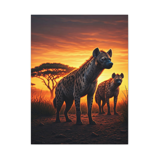 Hyena Pack at Sunset Wilderness Wall Art & Canvas Prints