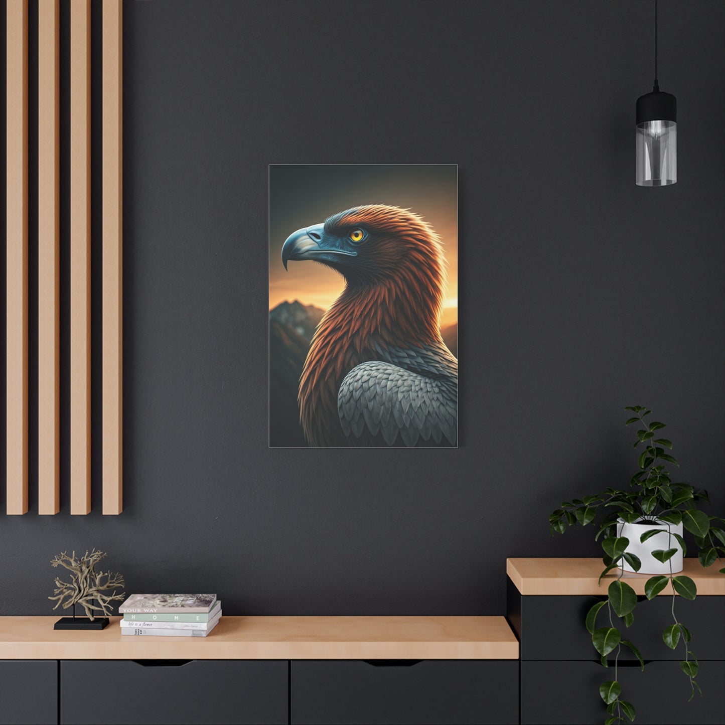 Golden Eagle with Vibrant Sunset Background Wall Art & Canvas Prints