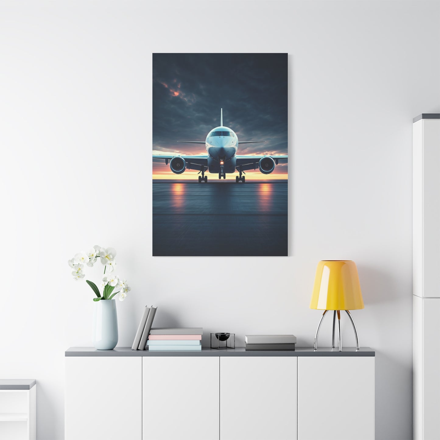 Jet Runway Storm Departure Wall Art & Canvas Prints