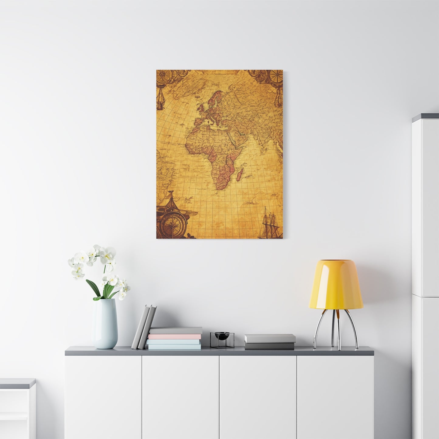 Double Hemisphere Vintage World Map Wall Art & Canvas Prints