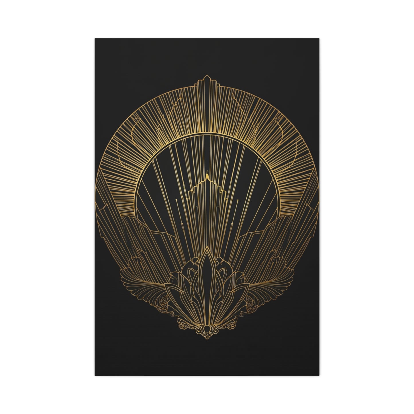 Deco Halo Emblem Black & Gold Wall Art & Canvas Prints