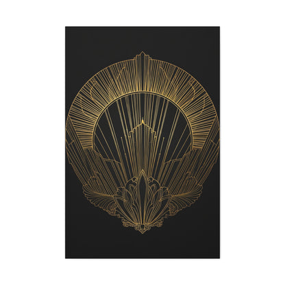 Deco Halo Emblem Black & Gold Wall Art & Canvas Prints