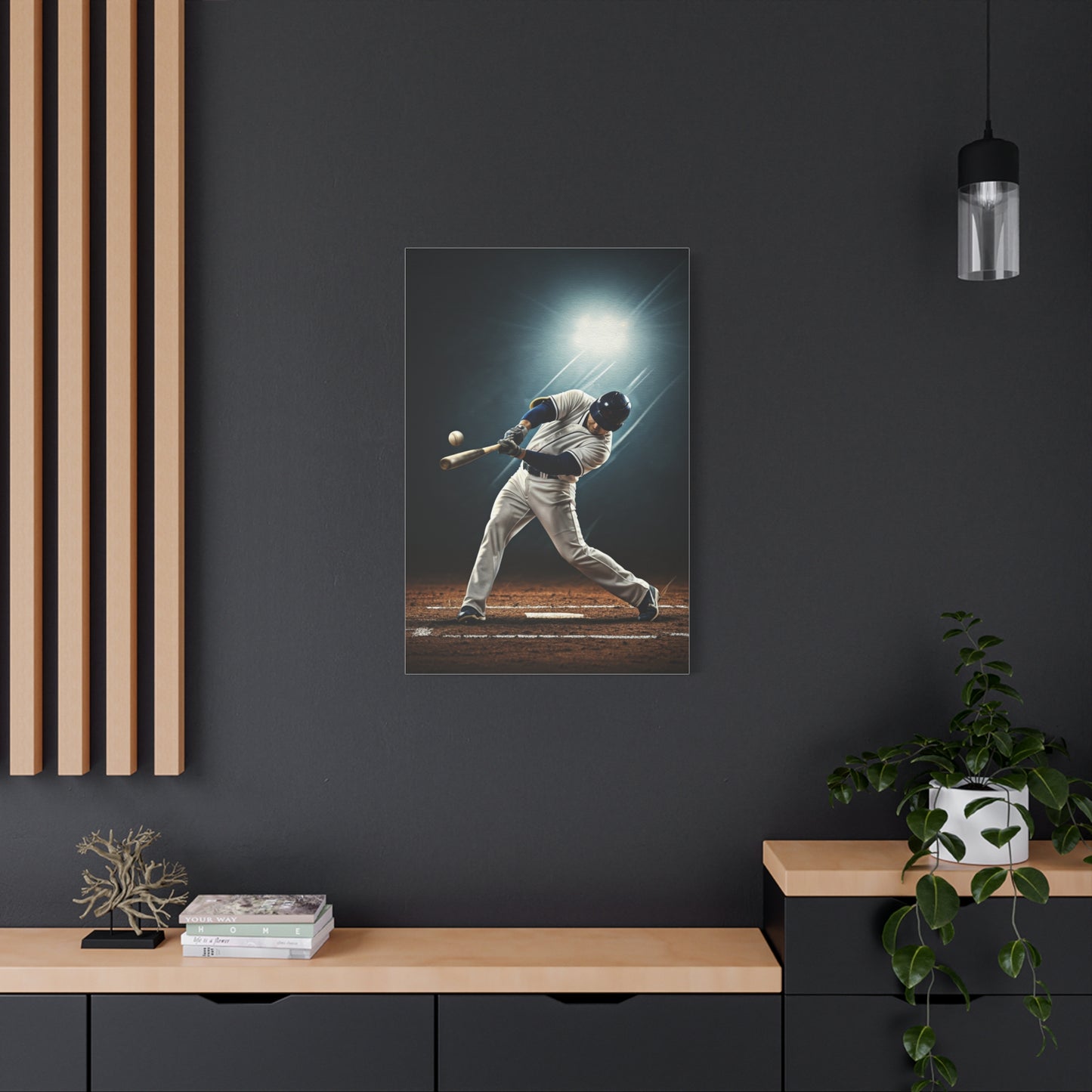 Baseball Player Spotlight Swing Drama Wall Art & Canvas Prints