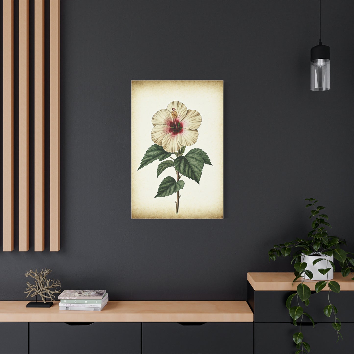 White Hibiscus Illustration Wall Art & Canvas Prints