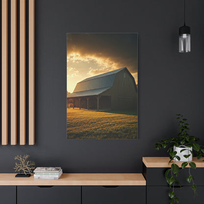 Golden Hour Farm Barn Landscape Wall Art & Canvas Prints