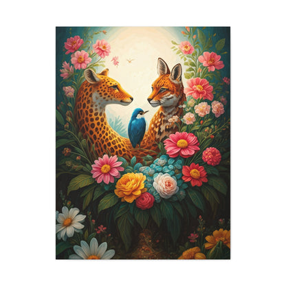 Floral Harmony Wildlife Portrait Wall Art & Canvas Prints