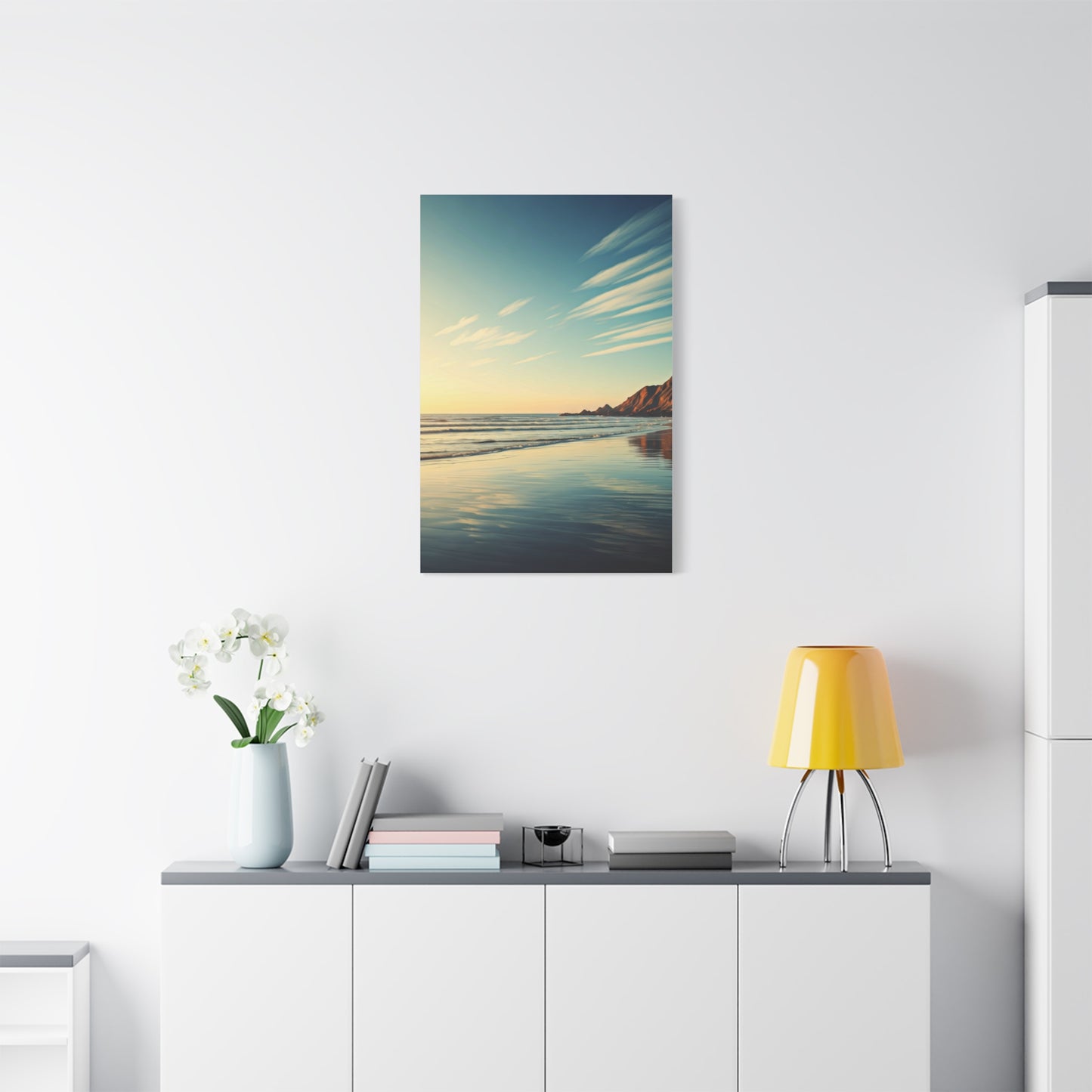 Golden Shoreline Reflection Beach Wall Art & Canvas Prints