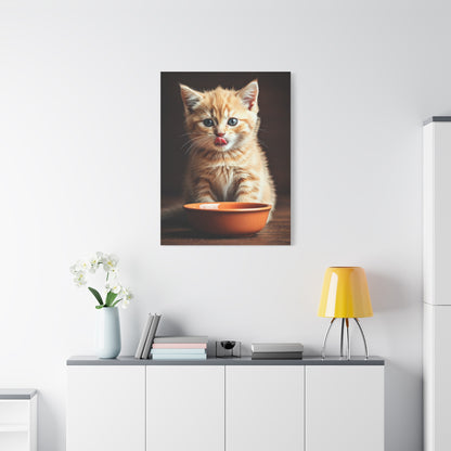 Hungry Kitten Moment Wall Art & Canvas Prints