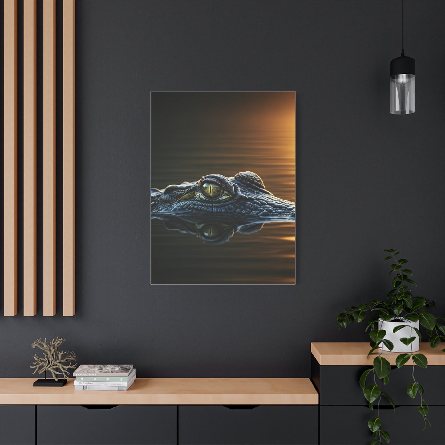 Crocodile Eye Emerging From Water Wall Art & Canvas Prints