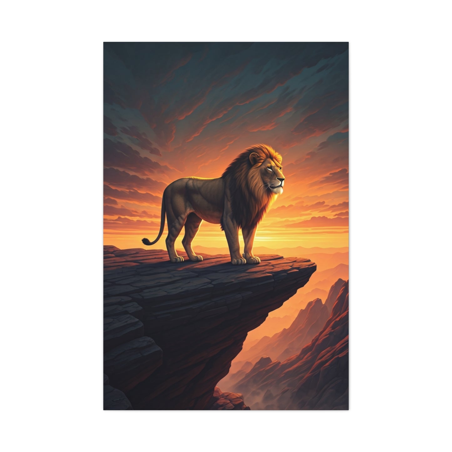 Lion King on Cliff at Sunset Wall Art & Canvas Prints
