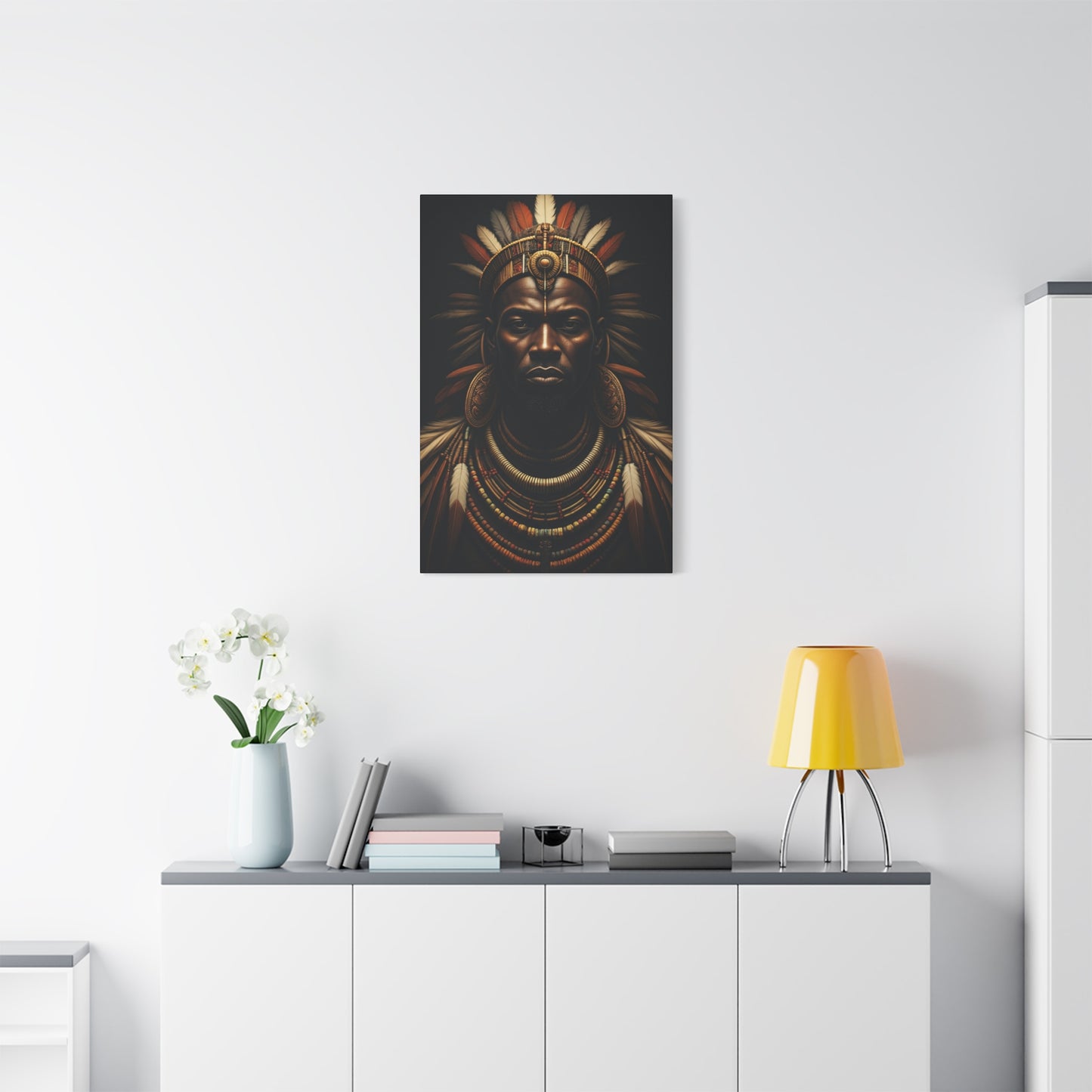 Crowned Tribal King Portrait Wall Art & Canvas Prints