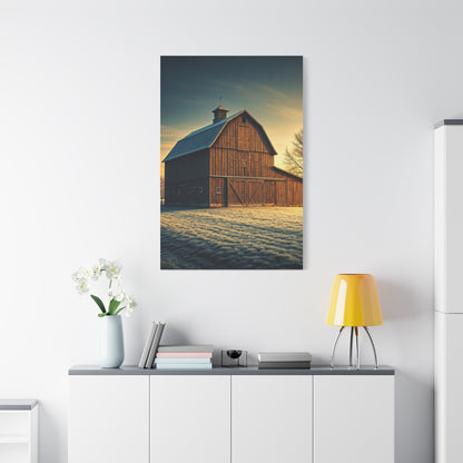 Frosted Dawn Wooden Barn Wall Art & Canvas Prints