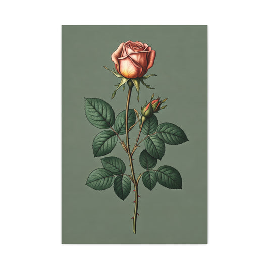 Vintage Rose Study Illustration Wall Art & Canvas Prints