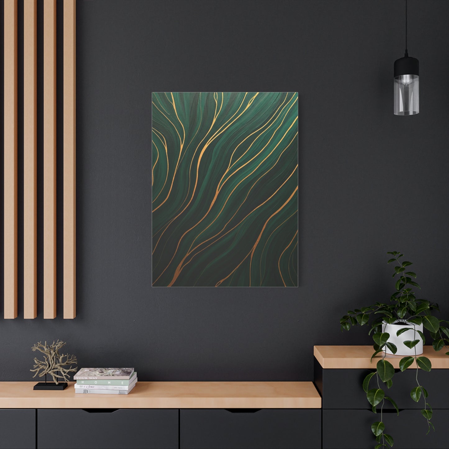 Emerald Gold Flow Abstract Wall Art & Canvas Prints