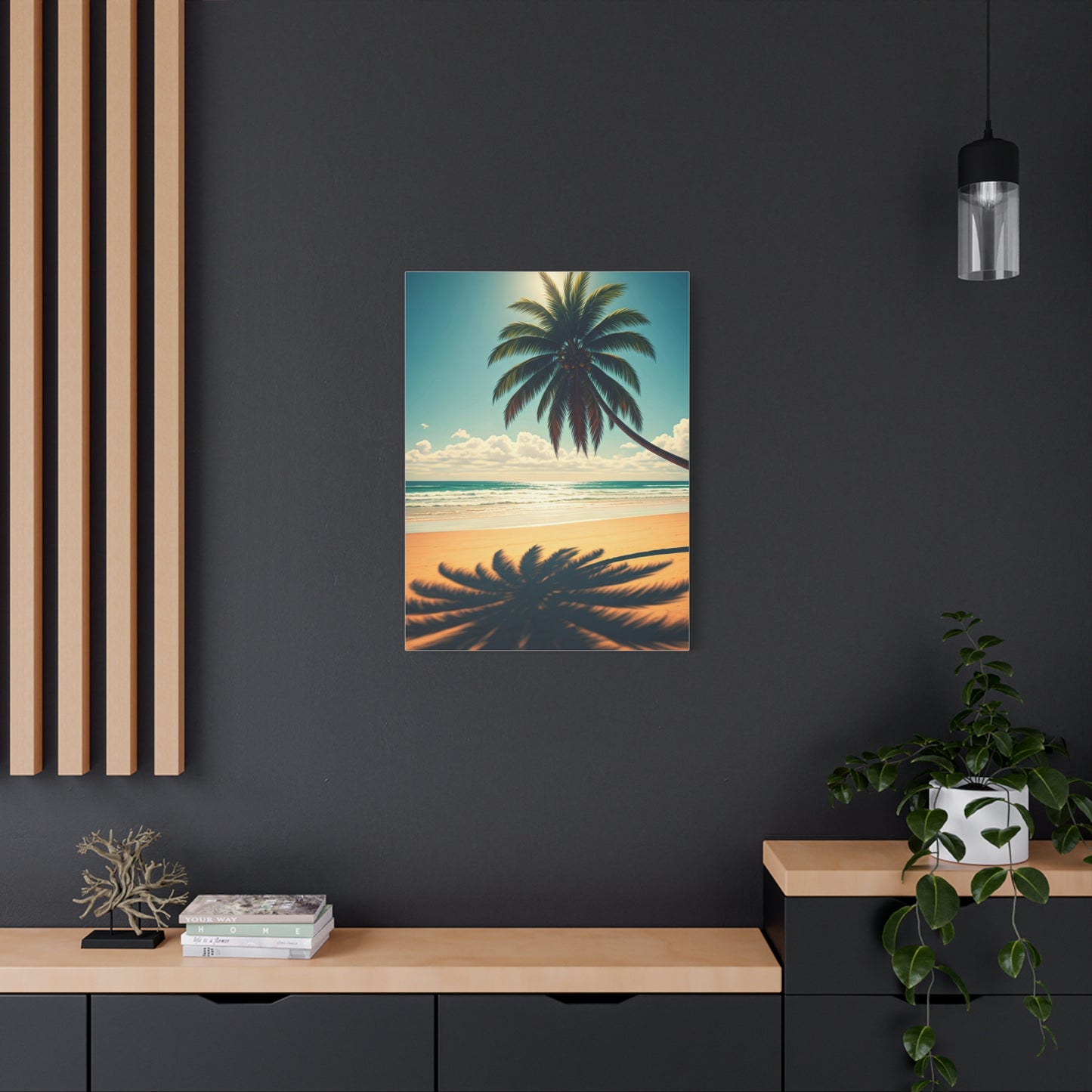 Palm Shadow Serenity Beach Wall Art & Canvas Prints