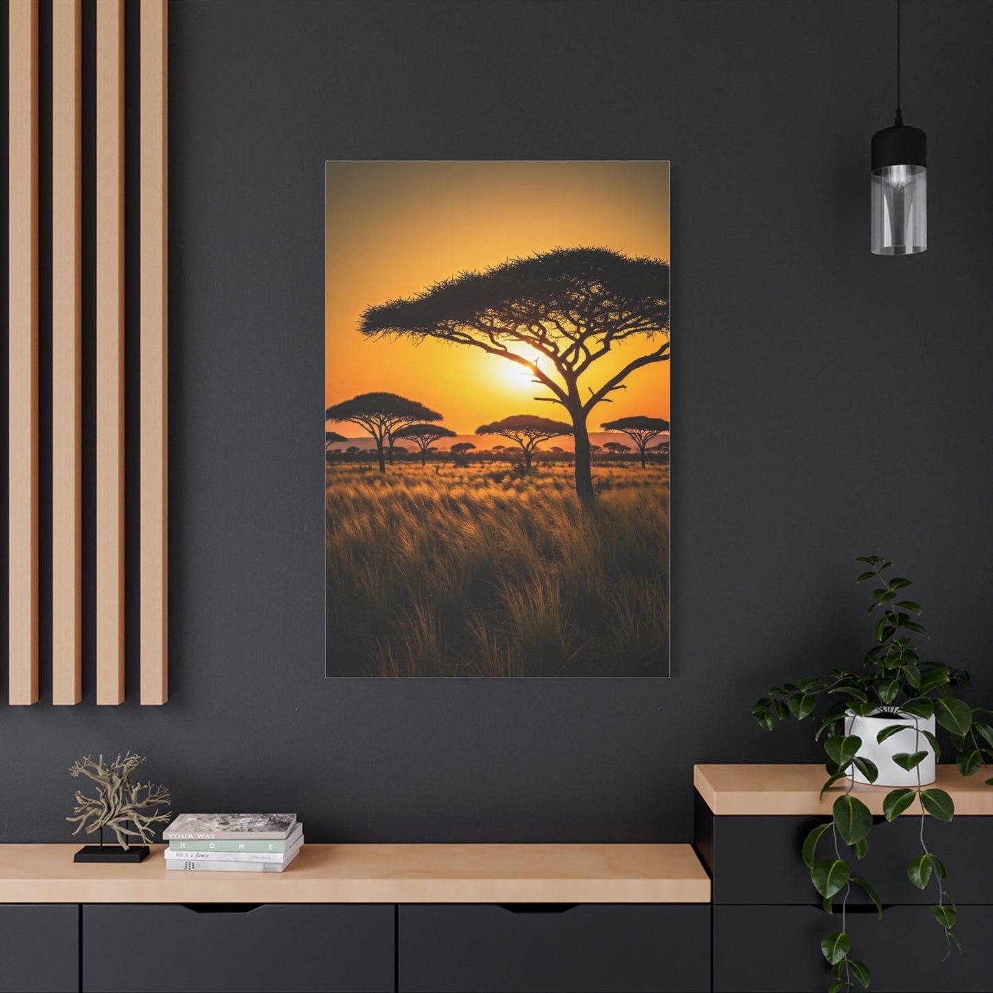 Sunset Silhouette Savanna Tree Wall Art & Canvas Prints