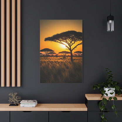 Sunset Silhouette Savanna Tree Wall Art & Canvas Prints