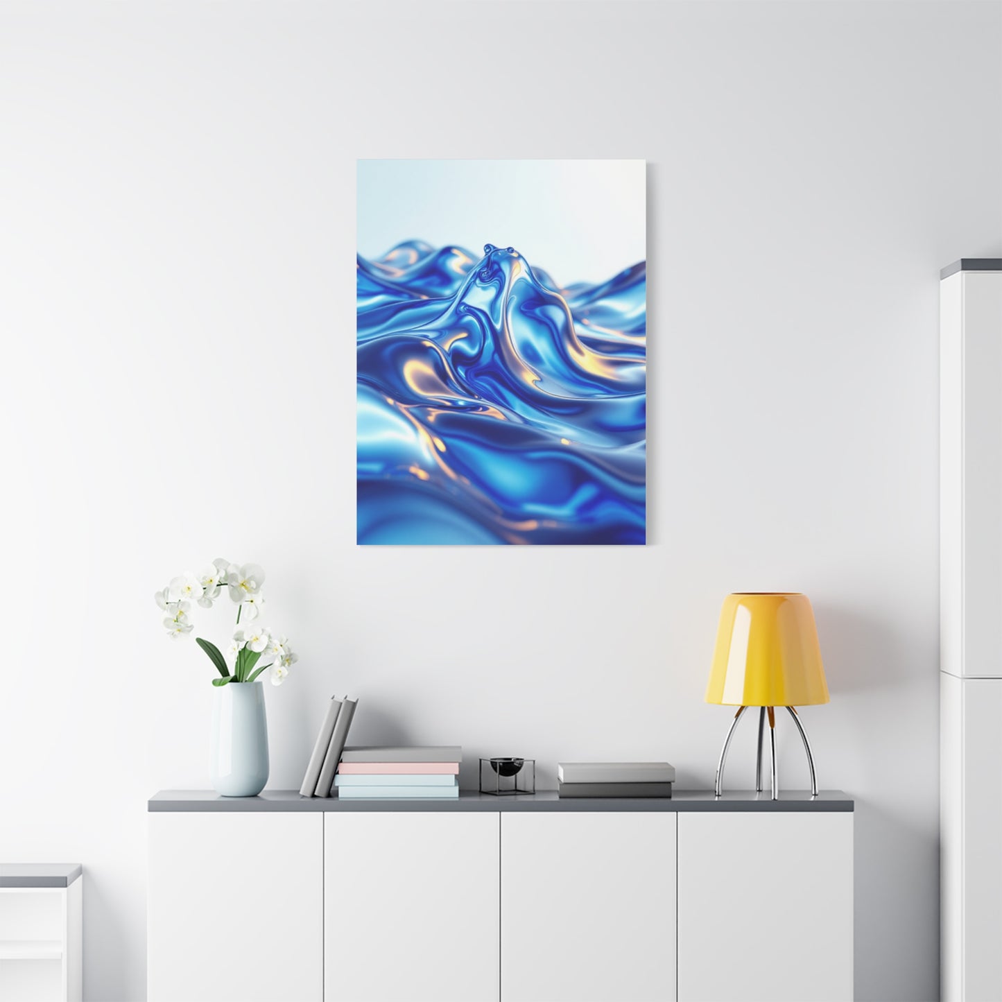 Fluid Blue Silk Waves Wall Art & Canvas Prints