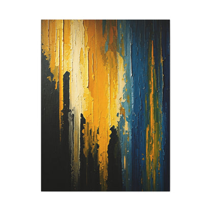 Vertical Gold and Blue Abstract Wall Art & Canvas Prints