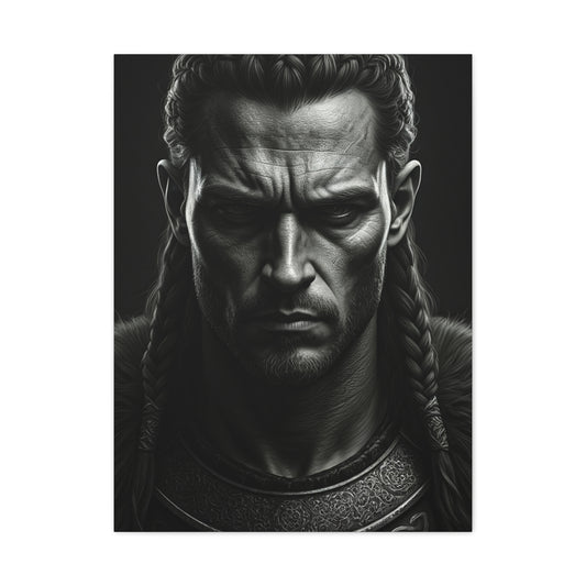 Unyielding Strength Black & White Warrior Portrait Wall Art & Canvas Prints