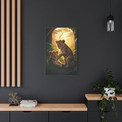 Lion Cubs in the Jungle Glow Wall Art & Canvas Prints