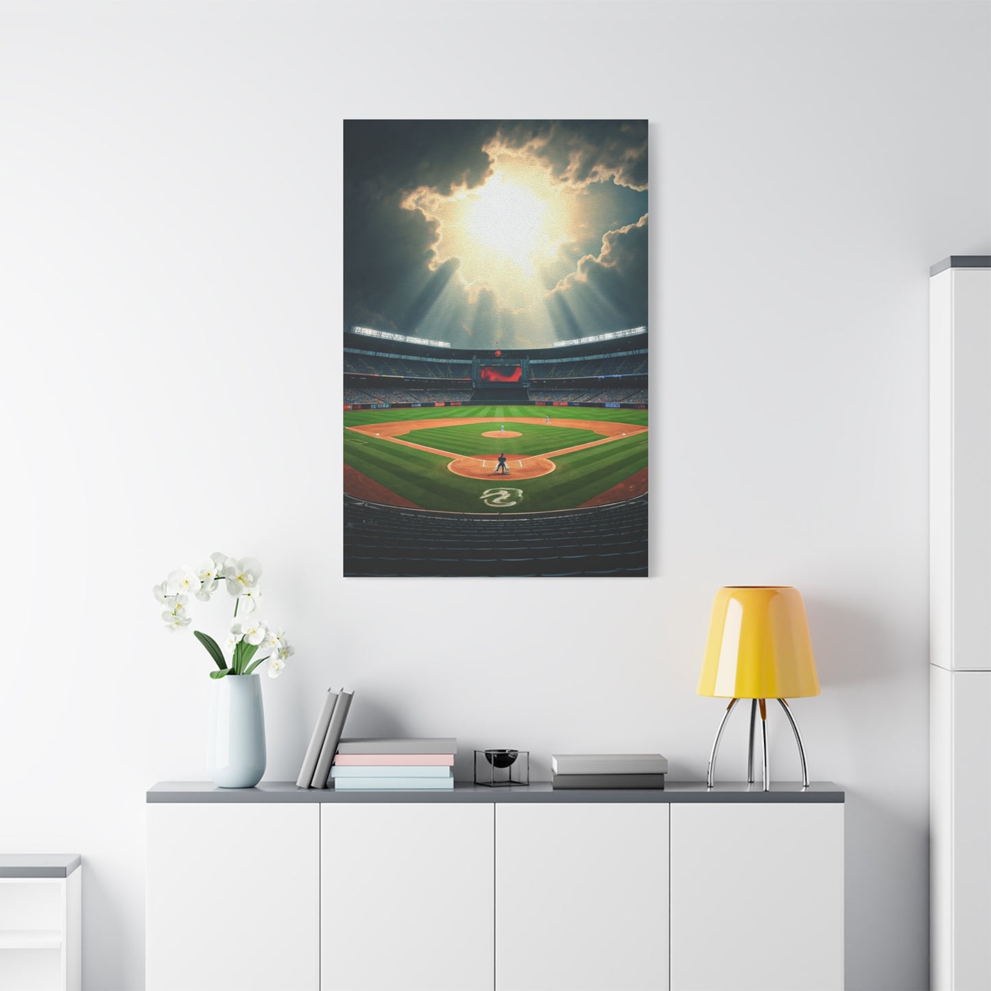 Golden Hour Baseball Field with Team Logo Wall Art & Canvas Prints