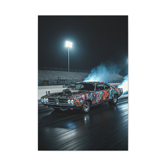 1970 Dodge Charger R/T Supercharged Night Drag Assault Wall Art & Canvas Prints