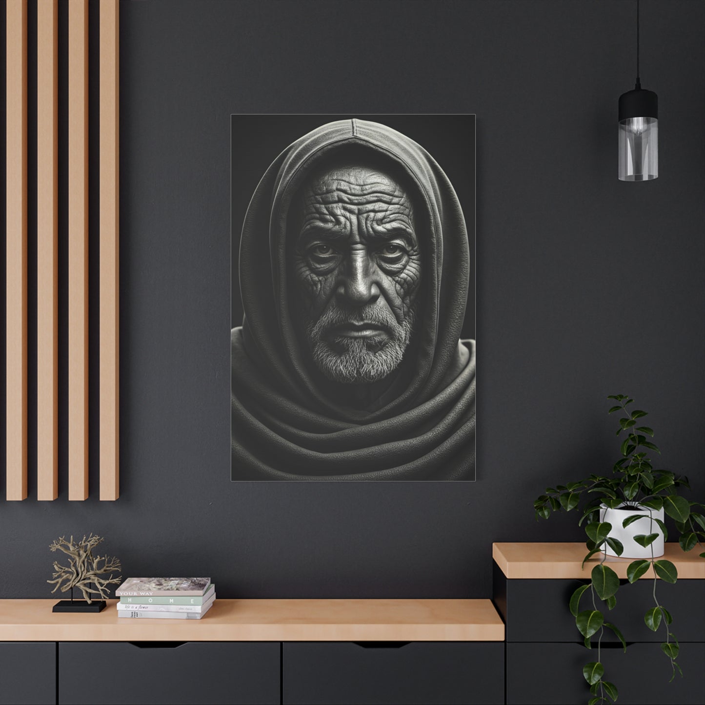 Hooded Elder with Timeless Expression Wall Art & Canvas Prints