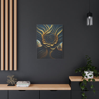 Golden Midnight Spiral Bloom Wall Art & Canvas Prints