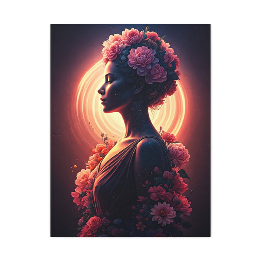 Floral Aura Woman Portrait Wall Art & Canvas Prints