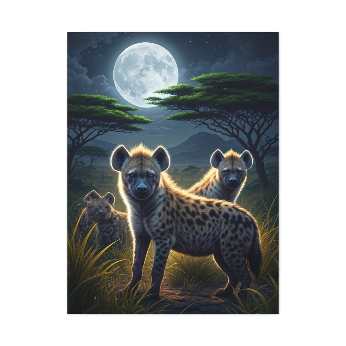 Moonlit Hyena Guardians Wall Art & Canvas Prints