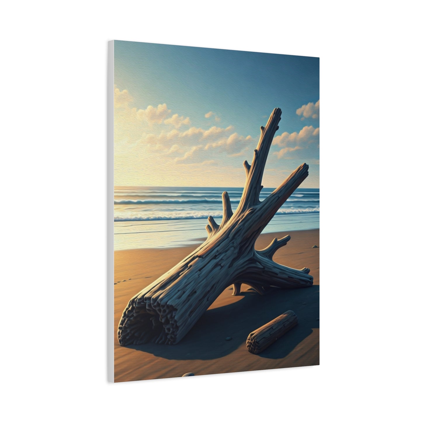 Driftwood Sculpture on Golden Beach Wall Art & Canvas Prints