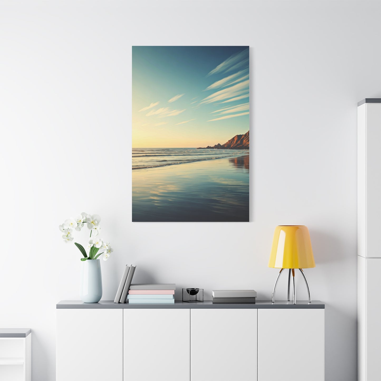 Golden Shoreline Reflection Beach Wall Art & Canvas Prints