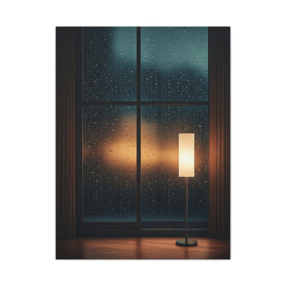 Rainy Window Glow Interior Wall Art & Canvas Prints