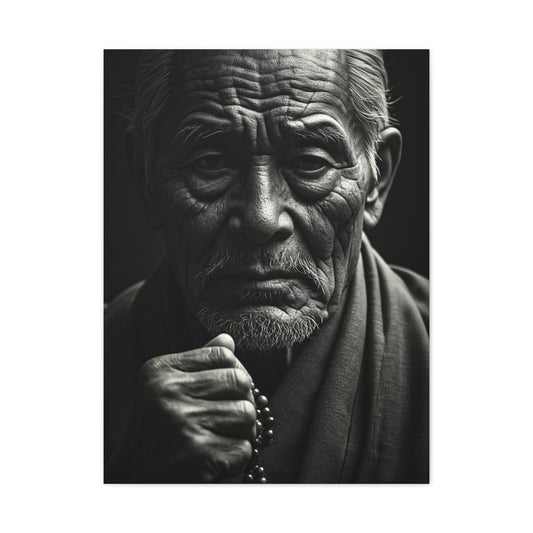 Elder Man with Reflective Expression Wall Art & Canvas Prints