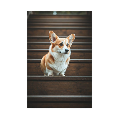Stairway Corgi Charm Wall Art & Canvas Print