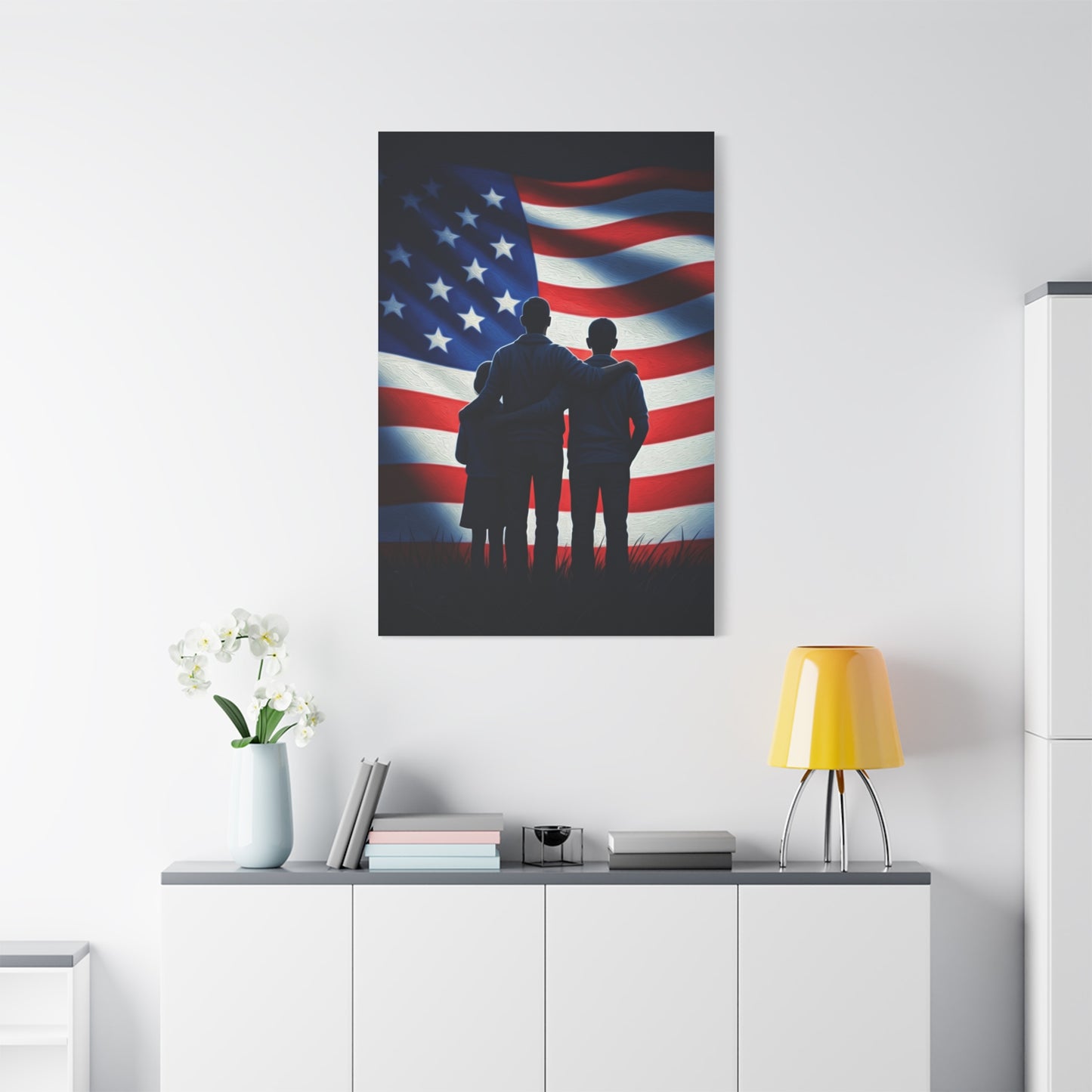 American Flag Over Golden Fields Wall Art & Canvas Prints