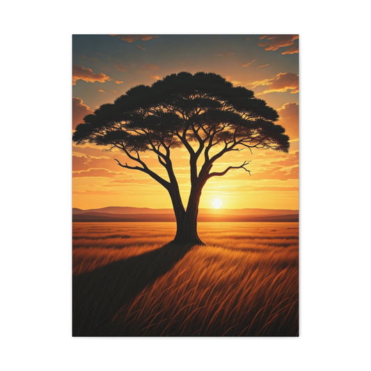 Lone Acacia Tree Sunset Horizon Wall Art & Canvas Prints