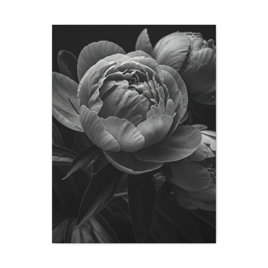 Peony Close-Up in Black and White Wall Art & Canvas Prints