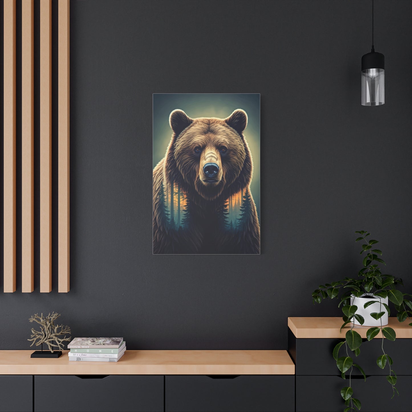 Double Exposure Forest Bear Wall Art & Canvas Prints