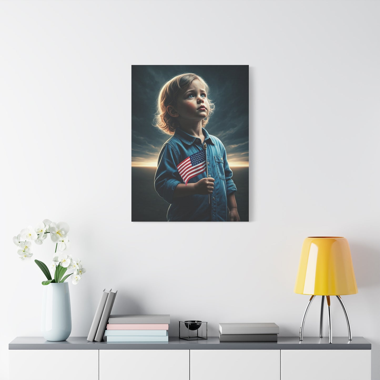 Child Holding Flag of Promise Wall Art & Canvas Prints
