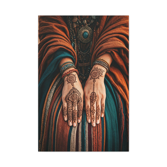 Henna Adorned Hands Bohemian Ritual Wall Art & Canvas Prints