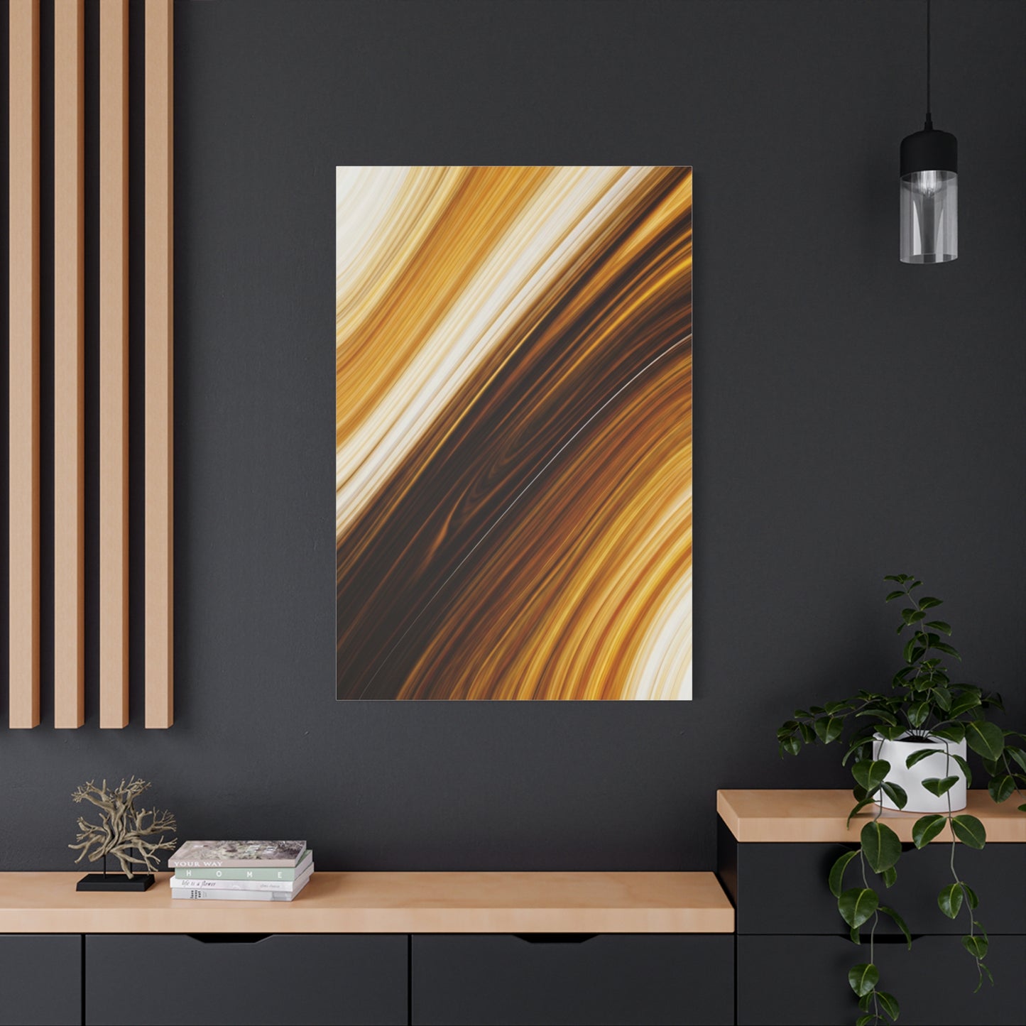 Dark Gold Stream Abstract Wall Art & Canvas Prints